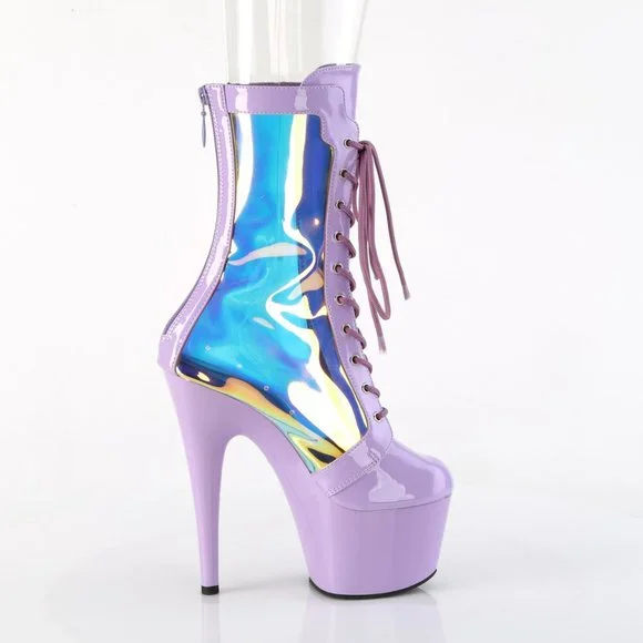Pleaser Adore 1047 Lavender Hologram Platform Boots High Heels - Picture 5 of 5
